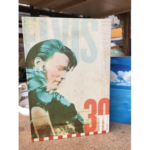 494 - FOUR PHOTIQUE-BLOCS WITH PRINTS OF ELVIS, SEA SCENES, ETC