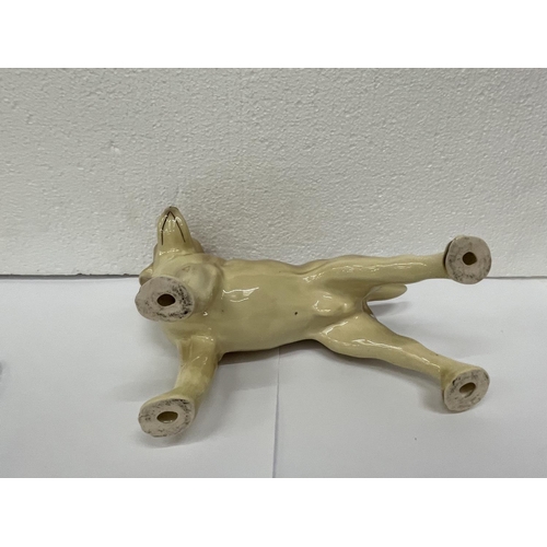 731 - A CERAMIC FIGURE OF A GOLDEN LABRADOR 16CM TALL