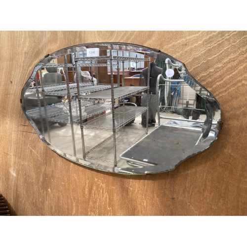 1246 - AN ART DECO BEVELED EDGE WALL MIRROR