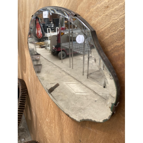 1246 - AN ART DECO BEVELED EDGE WALL MIRROR