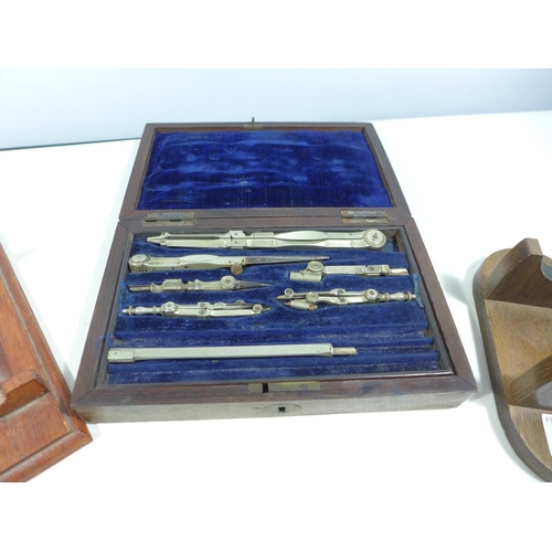 333 - A CASED SET OF DRAWING INSTRUMENTS, SUITABLE FOR TURNING INTO A SMALL PISTOL BOX, DEPTH 12CM, HEIGHT... 