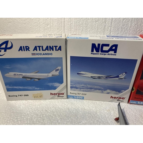 2803 - A SET OF FOUR HERPA WINGS COLLECTION PLANES TO INCLUDE - NIPPON CARGO AIRLINES BOEING 747-200F NO. 5... 