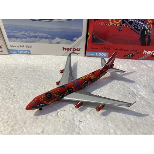 2803 - A SET OF FOUR HERPA WINGS COLLECTION PLANES TO INCLUDE - NIPPON CARGO AIRLINES BOEING 747-200F NO. 5... 