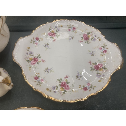 58 - A ROYAL ALBERT 'TENDERNESS' TEASET TO INCLUDE TEAPOT, CAKE PLATE, CREAM JUG, SUGAR BOWL, CUPS, SAUCE... 