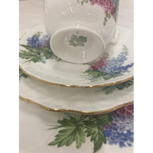 69 - AN AYNSLEY QUAD IN A HYACINTH PATTERN TO INCLUDE CAKE PLATE, CUP, SAUCER AND SIDE PLATE