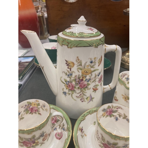 73 - A VINTAGE CAULDRON CHINA PART COFFEE SET TO INCLUDE A COFFEE POT, CREAM JUG, FIVE DEMI-TASSE COFFEE ... 