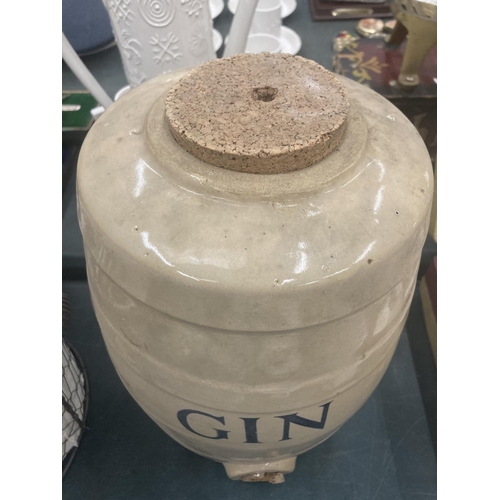 115 - A VINTAGE STONEWARE GIN BARREL HEIGHT 33CM