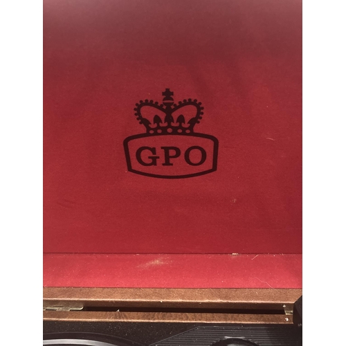 120 - A VINTAGE STYLE G.P.O. RECORD PLAYER IN CASE