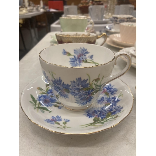 93 - FOUR CHINA TRIOS TO INCLUDE AYNSLEY, DELPHINE, COLCLOUGH, ETC PLUS FOUR CHINA CUPS AND SAUCERS INCLU... 