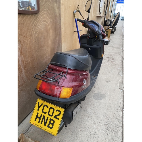 1224 - A STARWAY MOPED, REGISTRATION YC02HNB WITH KEY AND LOG BOOK WITH 2031 MILES ON THE CLOCK