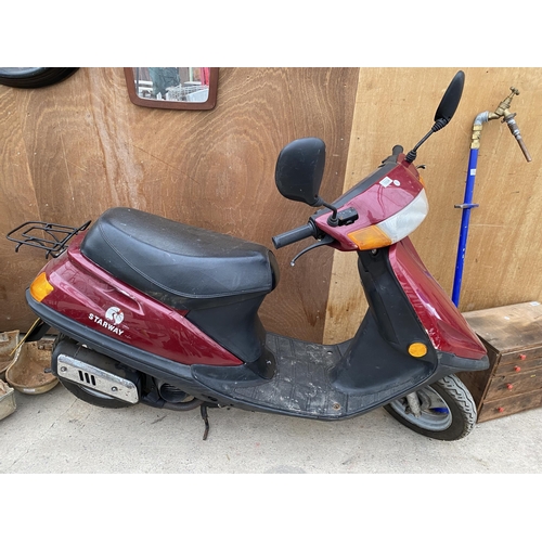 1224 - A STARWAY MOPED, REGISTRATION YC02HNB WITH KEY AND LOG BOOK WITH 2031 MILES ON THE CLOCK