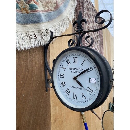 1225 - A VINTAGE STYLE WALL HANGING CLOCK 'PADDINGTON STATION LONDON NW15'