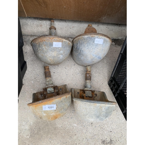 1231 - FOUR VINTAGE GALVANISED WATER BOWLS