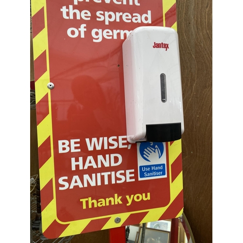 1234 - A METAL HAND SANITISER STAND WITH DISPENSER