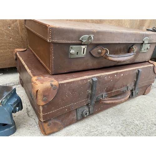 1252 - TWO VINTAGE LEATHER TRAVEL CASES