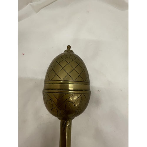 12 - A BRASS HOLY WATER DISPENCER WITH AN ACORN STYLE TOP