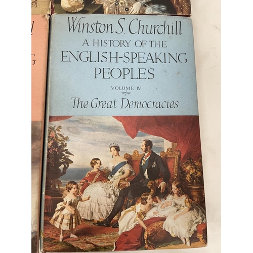 19 - FOUR FIRST EDITION WINSTON S CHURCHILL VOLUMES 1-IV  A HISTORY OF THE ENGLISH SPEAKING PEOPLES FIRST... 