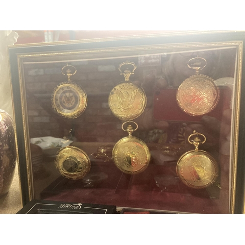 249 - A QUANTITY OF POCKET WATCHES SOME IN A DISPLAY CASE