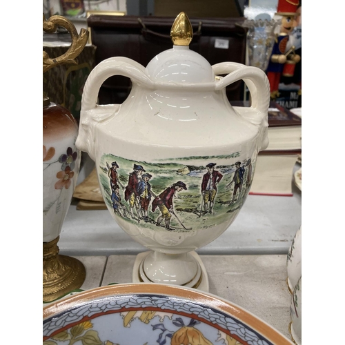 273 - A LARGE QUANTITY OF CERAMIC ITEMS TO INCLUDE CABINET PLATES, A EWER, A PAIR OF BIRDS, JUGS, ANIMALS,... 