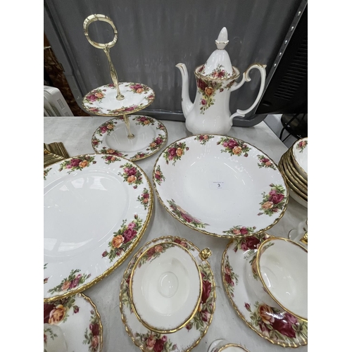 3 - A LARGE COLLECTION OF ROYAL ALBERT OLD COUNTRY ROSES TO INCLUDE A COFFEE SET, CAKE STAND, BOWLS, EGG... 