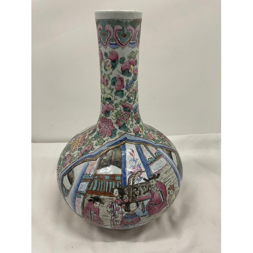 46A - A CANTON HANDPAINTED BULBOUS VASE