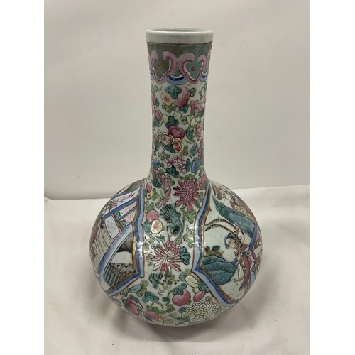 46A - A CANTON HANDPAINTED BULBOUS VASE