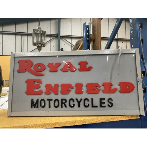 49 - A ROYAL ENFIELD MOTORCYCLES ILLUMINATED SIGN W: 58CM