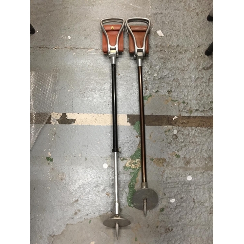 154 - TWO VINTAGE SHOOTING STICKS - ONE ADJUSTABLE