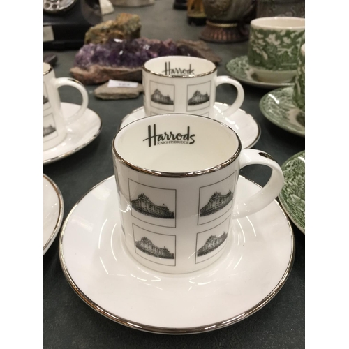 163 - FOUR HARROD'S CHINA CUPS AND SAUCERS