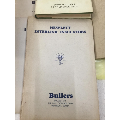 182 - FIVE 1940'S ELECTRICAL BULLERS MANUALS, RADIO BOOKS, 1968 INCH VALVE BOOK, ETC