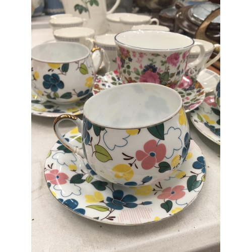 189 - A NORWEGIAN FIGGJO FLINT COFFEE SET WITH ROSE PATTERN TO INCLUDE COFFEE POT, CREAM JUG, SUGAR BOWL, ... 