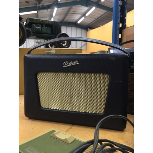 204 - A ROBERTS 'REVIVAL' VINTAGE RADIO, VINTAGE MARCONI TRANSISTOR RADIO, POCKET DAB RADIO, ETC