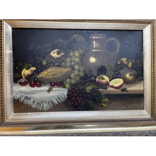 40A - A PAIR OF STILL LIFE OILS ON BOARD IN ORNATE GILT FRAMES BEARING THE SIGNATURE A. VINE, ONE LACKING ... 