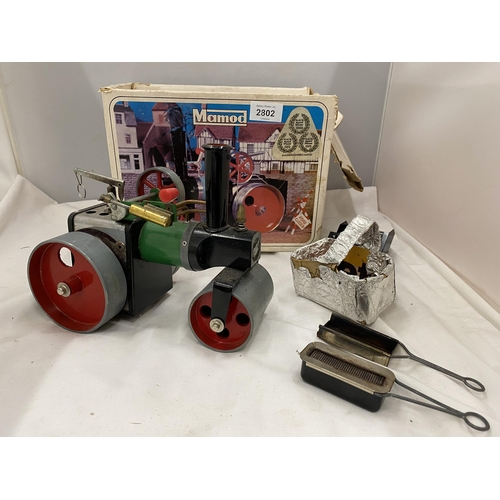2802 - A BOXED MAMOD STEAM ROLLER WITH SOME ACCESSORIES