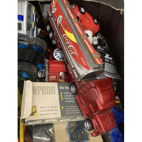 3411 - A BOX CONTAINING A QUANTITY OF MODEL AND TOY VEHICLES