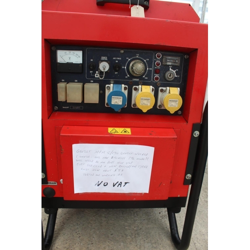 104 - GENSET RED 190 AMP WELDER /GENERATOR ONLY 174 HOURS RECENTLY SERVICED KEY IN OFFICE NO VAT