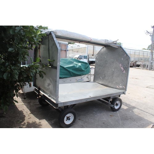 215 - AIRGATE LUGGAGE 4W TRAILER COMPLETE WITH CURTAIN SIDE WIND BREAKS NO VAT