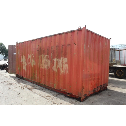 218 - A RED 20FT SHIPPING CONTAINER (NOT COMPLETELY WATER TIGHT) NO VAT