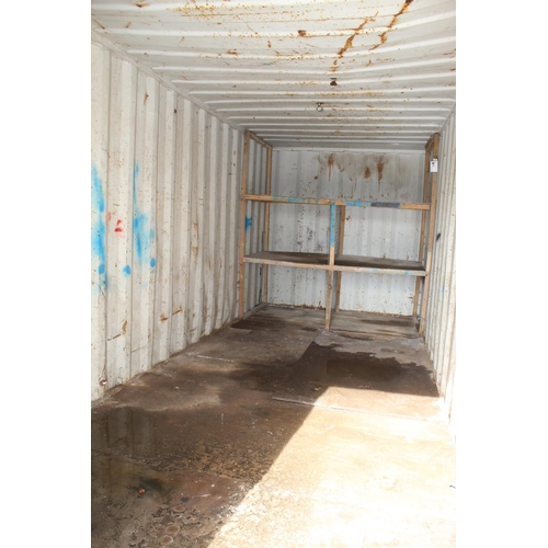 218 - A RED 20FT SHIPPING CONTAINER (NOT COMPLETELY WATER TIGHT) NO VAT