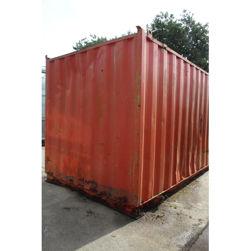 218 - A RED 20FT SHIPPING CONTAINER (NOT COMPLETELY WATER TIGHT) NO VAT