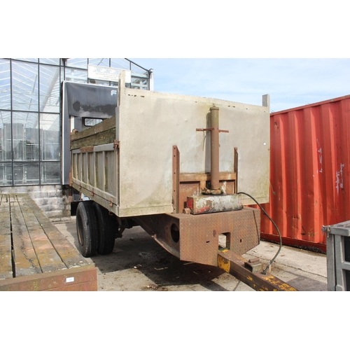 219 - A 12FT SINGLE AXEL HYDRUALIC TIPPING TRAILER NO VAT