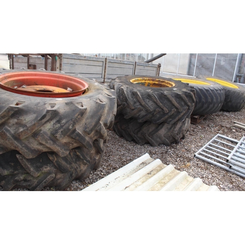 245 - SIX VARIOUS TRACTOR WHEELS AND TYRES +VAT