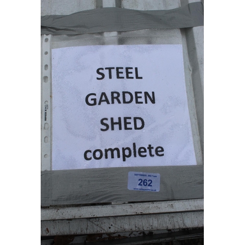 262 - STEEL GARDEN SHED COMPLETE  +VAT