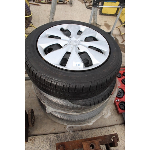 540 - 4 TYRES AND WHEELS 155/65 R14  NO VAT