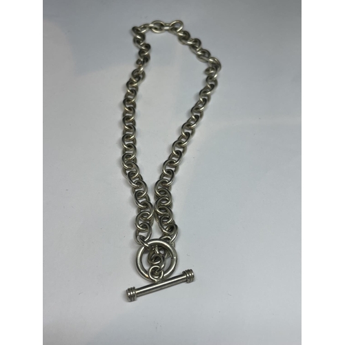 620 - A MARKED SILVER T BAR NECKLACE