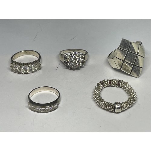 636 - FIVE MARKED SILVER RINGS