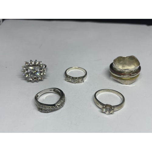 642 - FIVE MARKED SILVER RINGS