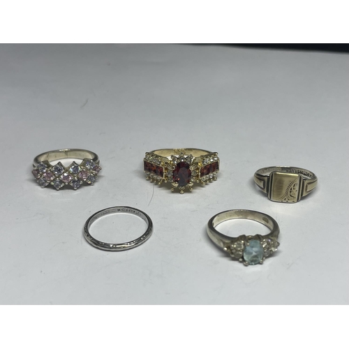 651 - FIVE MARKED SILVER RINGS