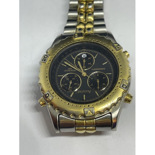 655 - AN ACCURIST CHRONOGRAPH WRIST WATCH SEEN WORKING BUT NO WARRANTY