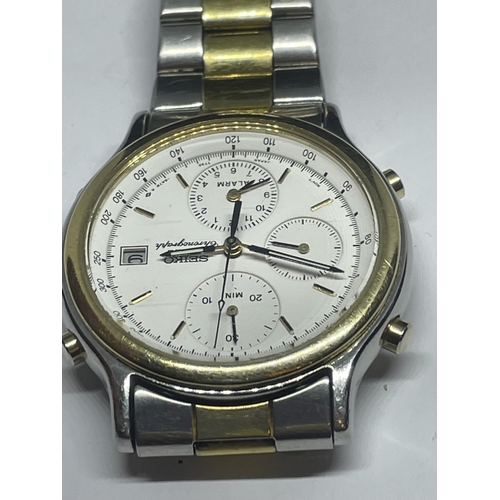 656 - A SEIKO CHRONOGRAPH WRIST WATCH SEEN WORKING BUT NO WARRANTY